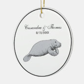 Vintages Manatee Zeichnend Keramikornament (Links)