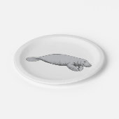 Vintages Manatee Zeichnend Pappteller (Schrägansicht)