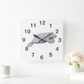Vintages Manatee Zeichnend Quadratische Wanduhr (Zuhause)