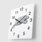 Vintages Manatee Zeichnend Quadratische Wanduhr (Winkel)