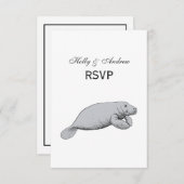 Vintages Manatee Zeichnend RSVP Karte (Vorne/Hinten)