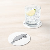 Vintages Manatee Zeichnend Runder Pappuntersetzer (Vor Ort)