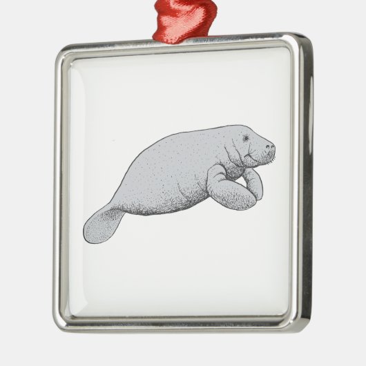 Vintages Manatee Zeichnend Silbernes Ornament (Links)