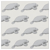 Vintages Manatee Zeichnend Stoff (Nahaufnahme)