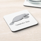 Vintages Manatee Zeichnend Untersetzer (Linke Seite)