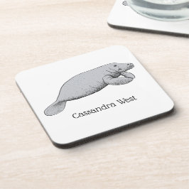 Vintages Manatee Zeichnend Untersetzer