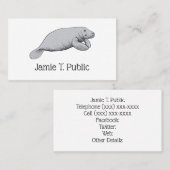 Vintages Manatee Zeichnend Visitenkarte (Vorne/Hinten)