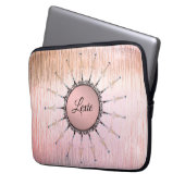 Vintages Mandala auf Peachy Pink Mattiert Glass Laptopschutzhülle (Vorderseite Links)