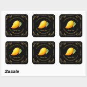 Vintages Mango-Jam-Platz-Label Quadratischer Aufkleber (Blatt)
