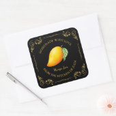 Vintages Mango-Jam-Platz-Label Quadratischer Aufkleber (Umschlag)