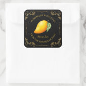 Vintages Mango-Jam-Platz-Label Quadratischer Aufkleber (Tasche)
