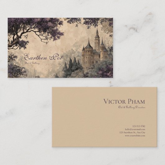 Vintages Märchen Bezauberndes Schloss Visitenkarte (Vorne/Hinten)