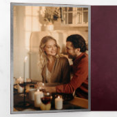 Vintages Märchenbuch Silberburgunder Hochzeit Dreifach Gefaltete Einladung (Innen Erste Seite)