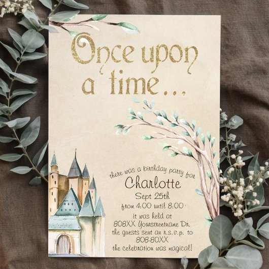 Vintages märchenhaftes Geschichtenbuch Einladung