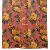 Vintages Marigold Calendula Floral Pattern Duschvorhang (Vorderseite)