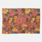 Vintages Marigold Calendula Floral Pattern Geschirrtuch (Horizontal)