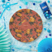 Vintages Marigold Calendula Floral Pattern Pappteller (Party)