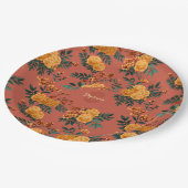 Vintages Marigold Calendula Floral Pattern Pappteller (Schrägansicht)
