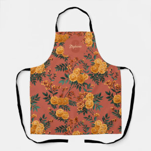 Vintages Marigold Calendula Floral Pattern Schürze