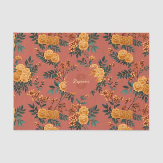 Vintages Marigold Calendula Floral Pattern Seidenpapier (Vorderseite)