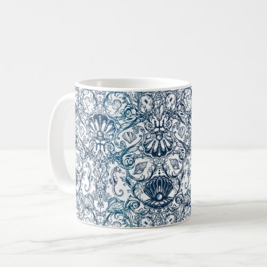 Vintages Marinemuster Kaffeetasse (Vorderseite Links)