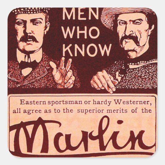 Vintages Marlin Firearms Red Gun Ad Sticker Set (Vorderseite)