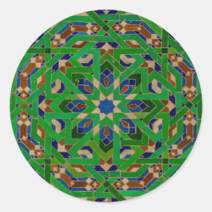 Vintages marokkanisches Arabesque-Fliesenmosaik Runder Aufkleber