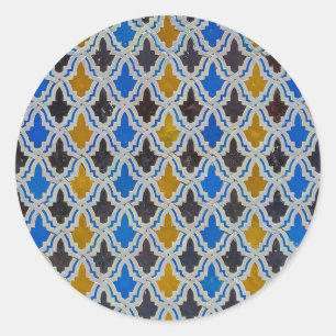 Vintages marokkanisches Arabesque-Fliesenmosaik Runder Aufkleber