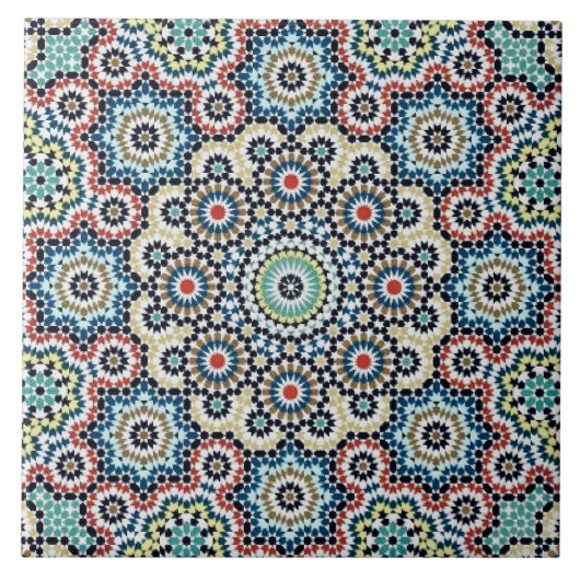 Vintages marokkanisches Blau und Aquamarines Muste Fliese (Vorderseite)