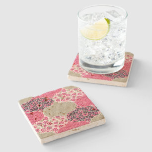 Vintages marokkanisches Muster Rosa Steinuntersetzer