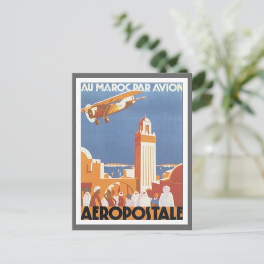 Vintages Marokko Aeropostale Moschee Postkarte (Stehend Vorderseite)