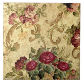 Vintages Maroon Rose Gold Tapestry Fliese