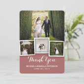 Vintages Marsala Wedding Foto Dankeschön Karte (Stehend Vorderseite)