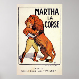 Vintages Martha-La Corse Löwe-zahmeres Poster