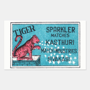 Vintages Match-Label - Tiger-Sparkler Rechteckiger Aufkleber