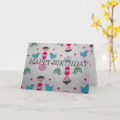 Vintages Material - GLÜCKLICHES BIRTHDAY Karte (Gelbe Blume)