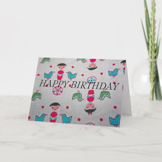 Vintages Material - GLÜCKLICHES BIRTHDAY Karte (Vorderseite)