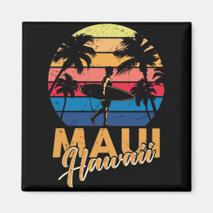 Vintages Maui Hawaii Hawaiian Beach Surfing in den Magnet