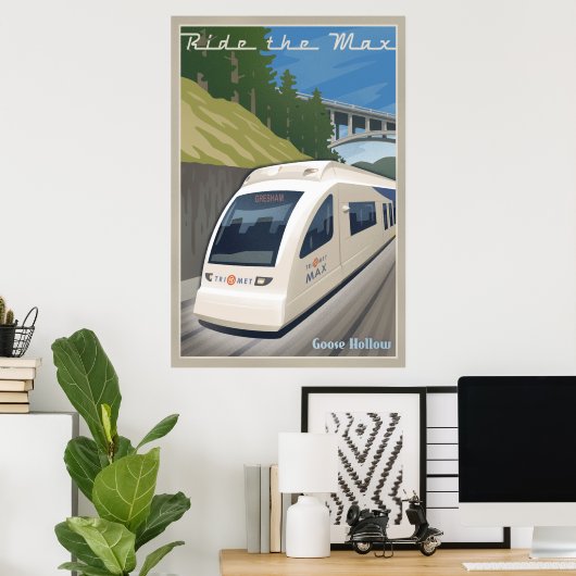 Vintages Max Light Rail Reiseplakat Poster (Heimbüro)