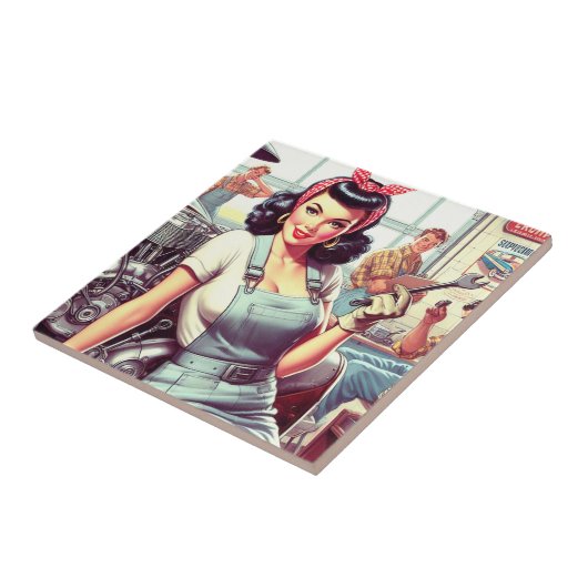 Vintages mechanisches Button Fliese (Seite)