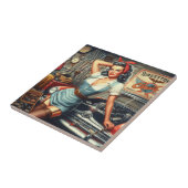 Vintages mechanisches Button Fliese (Seite)