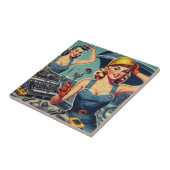 Vintages mechanisches Button Fliese (Seite)