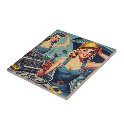 Vintages mechanisches Button Fliese (Seite)