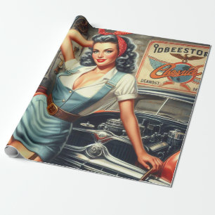 Vintages mechanisches Button Geschenkpapier