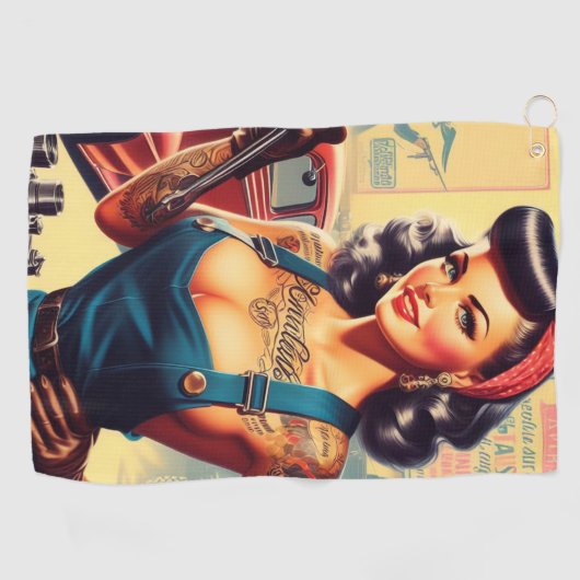 Vintages mechanisches Button Golfhandtuch (Horizontal)