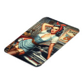 Vintages mechanisches Button Magnet (Linke Seite)