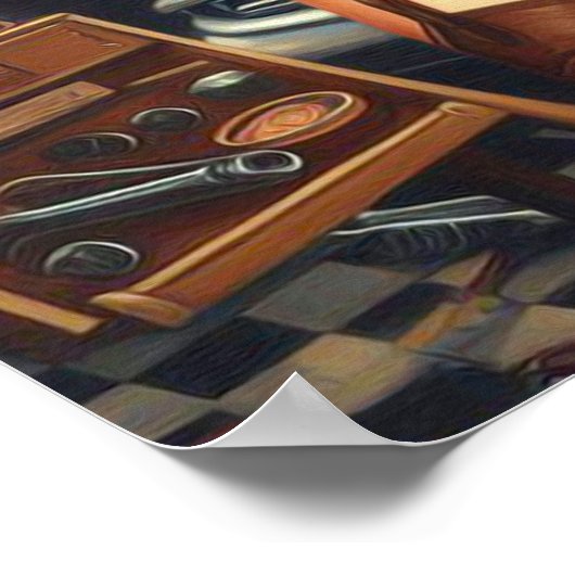 Vintages mechanisches Button Poster (Ecke)