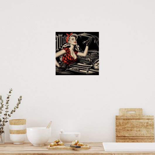 Vintages mechanisches Button Poster (Küche)