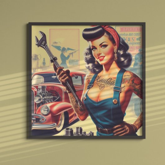 Vintages mechanisches Button Poster