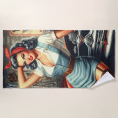 Vintages mechanisches Button Strandtuch (Vorderseite)